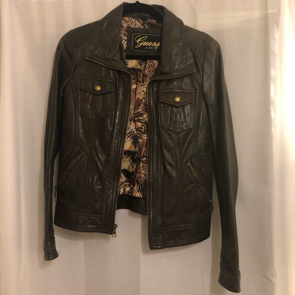 Guess Brown Leather Jacket